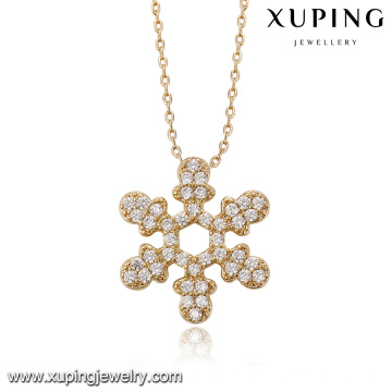 43398 xuping luxury snowflake shape 18k gold pendant necklace accessories for women jewelry